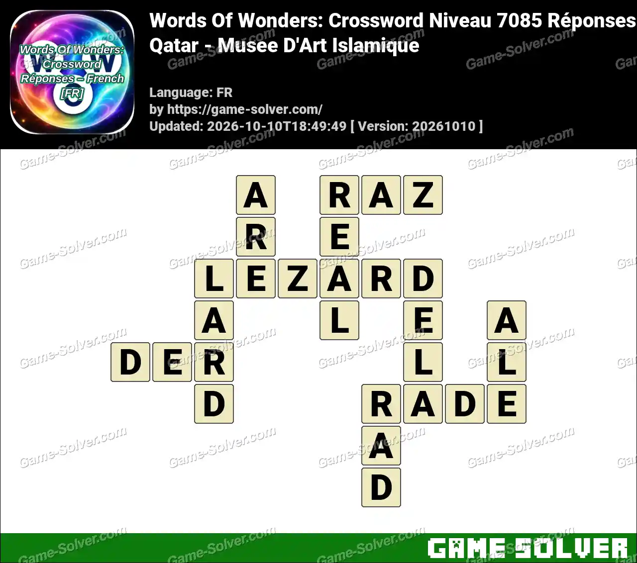 Words Of Wonders: Crossword Niveau 7085 Réponses – Qatar – Musee D’Art Islamique